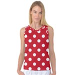 Polka Dots - White on Fire Engine Red Women s Basketball Tank Top