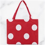 Polka Dots - White on Fire Engine Red Mini Tote Bag