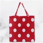 Polka Dots - White on Fire Engine Red Grocery Tote Bag