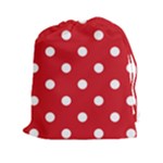 Polka Dots - White on Fire Engine Red Drawstring Pouch (XXl)