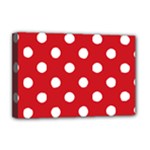 Polka Dots - White on Fire Engine Red Deluxe Canvas 18  x 12  (Stretched)
