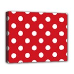 Polka Dots - White on Fire Engine Red Deluxe Canvas 20  x 16  (Stretched)