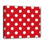Polka Dots - White on Fire Engine Red Deluxe Canvas 24  x 20  (Stretched)