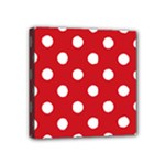 Polka Dots - White on Fire Engine Red Mini Canvas 4  x 4  (Stretched)