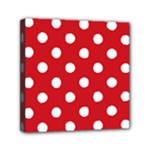 Polka Dots - White on Fire Engine Red Mini Canvas 6  x 6  (Stretched)