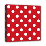 Polka Dots - White on Fire Engine Red Mini Canvas 8  x 8  (Stretched)