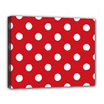Polka Dots - White on Fire Engine Red Canvas 14  x 11  (Stretched)