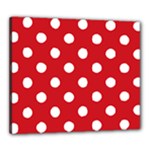 Polka Dots - White on Fire Engine Red Canvas 24  x 20  (Stretched)