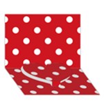 Polka Dots - White on Fire Engine Red Heart Bottom 3D Greeting Card (7x5)
