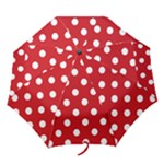 Polka Dots - White on Fire Engine Red Folding Umbrella