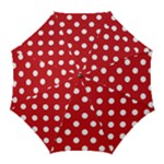 Polka Dots - White on Fire Engine Red Golf Umbrella