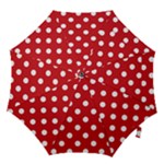 Polka Dots - White on Fire Engine Red Hook Handle Umbrella (Small)