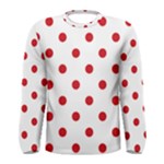 Polka Dots - Fire Engine Red on White Men s Long Sleeve T-shirt