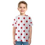 Polka Dots - Fire Engine Red on White Kid s Sport Mesh Tee