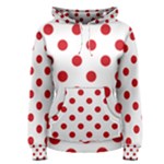 Polka Dots - Fire Engine Red on White Women s Pullover Hoodie