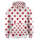 Polka Dots - Fire Engine Red on White Men s Zipper Hoodie