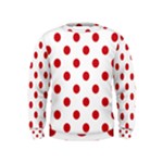 Polka Dots - Fire Engine Red on White Kid s Sweatshirt
