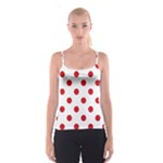 Polka Dots - Fire Engine Red on White Spaghetti Strap Top