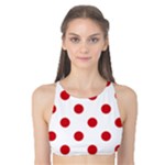 Polka Dots - Fire Engine Red on White Tank Bikini Top