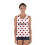 Polka Dots - Fire Engine Red on White Women s Sport Tank Top