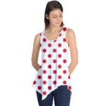 Polka Dots - Fire Engine Red on White Sleeveless Tunic