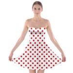 Polka Dots - Fire Engine Red on White Strapless Bra Top Dress