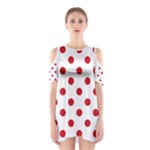 Polka Dots - Fire Engine Red on White Women s Cutout Shoulder Dress