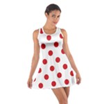 Polka Dots - Fire Engine Red on White Cotton Racerback Dress