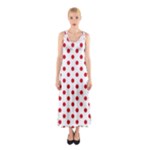 Polka Dots - Fire Engine Red on White Full Print Maxi Dress