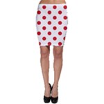Polka Dots - Fire Engine Red on White Bodycon Skirt