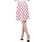 Polka Dots - Fire Engine Red on White A-Line Skirt