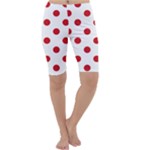 Polka Dots - Fire Engine Red on White Cropped Leggings