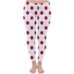 Polka Dots - Fire Engine Red on White Winter Leggings