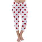 Polka Dots - Fire Engine Red on White Capri Winter Leggings