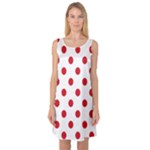 Polka Dots - Fire Engine Red on White Sleeveless Satin Nightdress