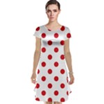 Polka Dots - Fire Engine Red on White Cap Sleeve Nightdress