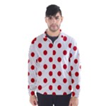 Polka Dots - Fire Engine Red on White Wind Breaker (Men)