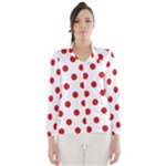 Polka Dots - Fire Engine Red on White Wind Breaker (Women)