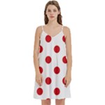 Polka Dots - Fire Engine Red on White Women s Reversible Sports Bra with Border