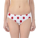Polka Dots - Fire Engine Red on White Hipster Bikini Bottoms