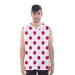 Polka Dots - Fire Engine Red on White Men s Basketball Tank Top