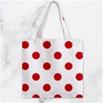 Polka Dots - Fire Engine Red on White Zipper Grocery Tote Bag