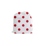 Polka Dots - Fire Engine Red on White Drawstring Pouch (S)