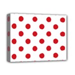 Polka Dots - Fire Engine Red on White Deluxe Canvas 14  x 11  (Stretched)