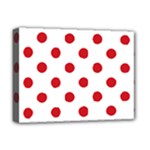 Polka Dots - Fire Engine Red on White Deluxe Canvas 16  x 12  (Stretched)
