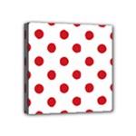 Polka Dots - Fire Engine Red on White Mini Canvas 4  x 4  (Stretched)