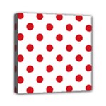Polka Dots - Fire Engine Red on White Mini Canvas 6  x 6  (Stretched)