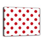 Polka Dots - Fire Engine Red on White Canvas 16  x 12  (Stretched)