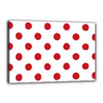 Polka Dots - Fire Engine Red on White Canvas 18  x 12  (Stretched)