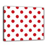 Polka Dots - Fire Engine Red on White Canvas 20  x 16  (Stretched)